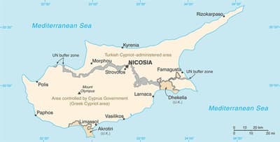 Antes - Mapa moderno de Chipre