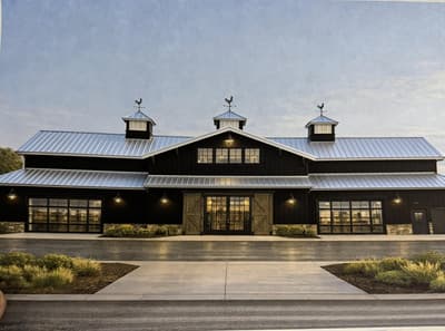 Après - Grange noire avec toit argenté