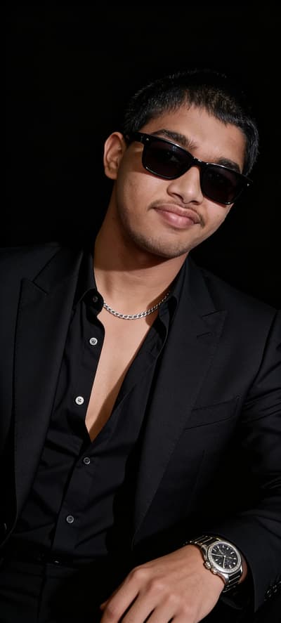 Sleek Black Fashion Portrait