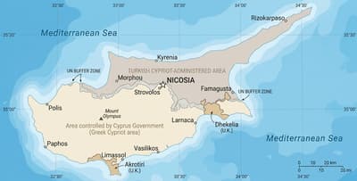 Depois - Mapa moderno de Chipre