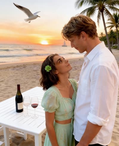 Antes - Escena de playa al atardecer mejorada