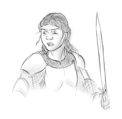 Vorher - Tintenskizze eines wilden Ritters