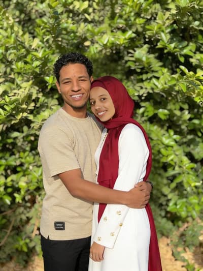 Hugging couple nature