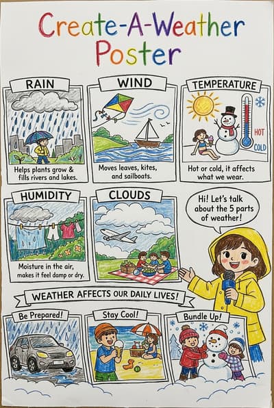 Nachher - Von Kindern gezeichnetes Wetterplakat