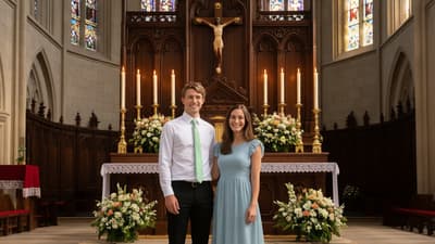 Depois - Retrato de casal de casamento na catedral