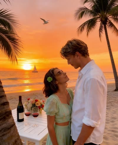 Enhanced Sunset Beach Scene