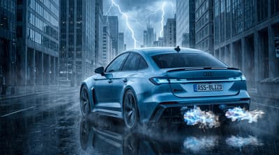 Stormy Blue Audi Overtake