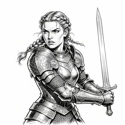Fierce Knight Ink Sketch