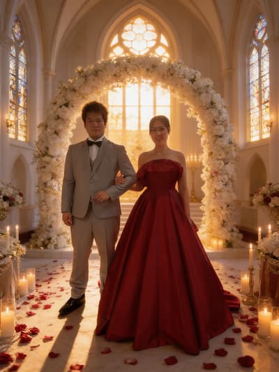 Romantic Chapel Wedding Portrait