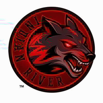 Después - Logo de lobo rojo malvado