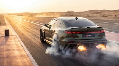 Before - Stormy Blue Audi Overtake