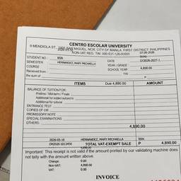 Edit Receipt Number