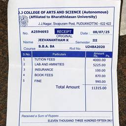 Antes - Edição de Data em Recibo Universitário