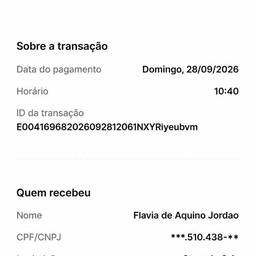 Antes - Edição de comprovante de pagamento Pix