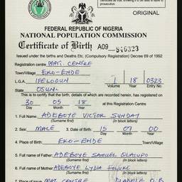Straightened Birth Certificate