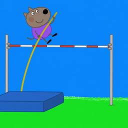 After - Cartoon Wolf Pole Vault