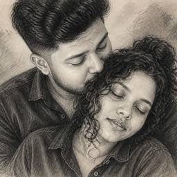 Romantic Couple Pencil Sketch