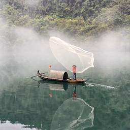 Misty River Fisherman