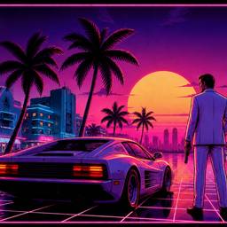 Neon 80s Synthwave Scene