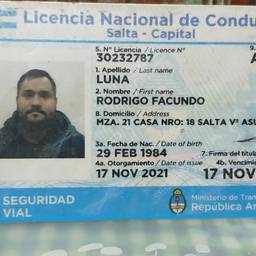 Après - Modifier le nom sur le permis de conduire argentin
