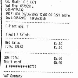 Before - Edited Retail Receipt
