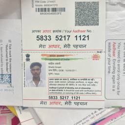 Vorher - Geburtsdatum auf Aadhaar-Karte bearbeiten
