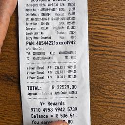 Editable Fuel Receipt