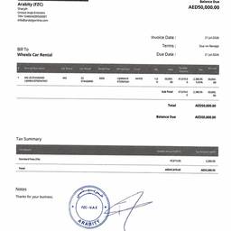 Car Rental Tax Invoice