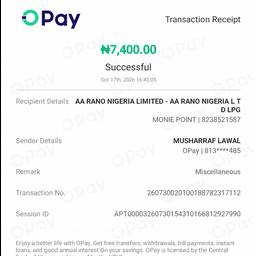 After - OPay Receipt Amount Edit