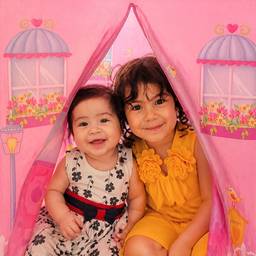 Sisters Together in Play Tent