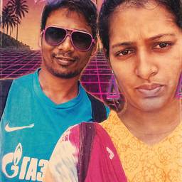 After - 80s Retro Couple Photo