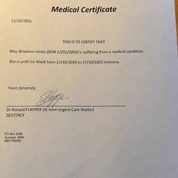 Medical Certificate Date Edit
