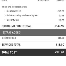 Avant - Modification du Total du Billet d'Avion