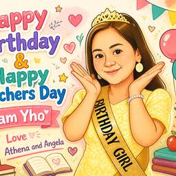 Teacher Birthday Cartoon Poster