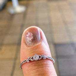 Floral Nail Art & Silver Ring