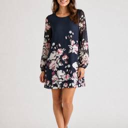 Navy Floral Dress Lookbook