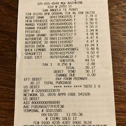 Editable Store Receipt