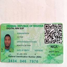 Après - Modification du reçu NIN nigérian