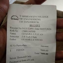 Edit Date on Receipt