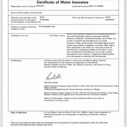 Motor Insurance Certificate Edit