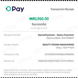Before - OPay Receipt Amount Edit