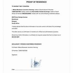 Proof of Residence Address Edit