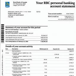 Bank Statement Date Update