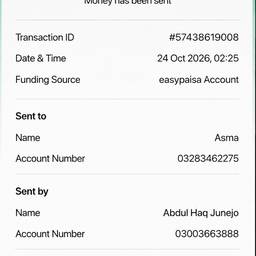 Después - Editar recibo de Easypaisa