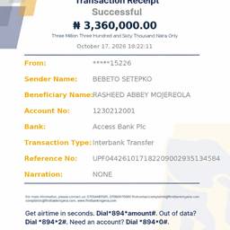 Bank Receipt Amount Edit